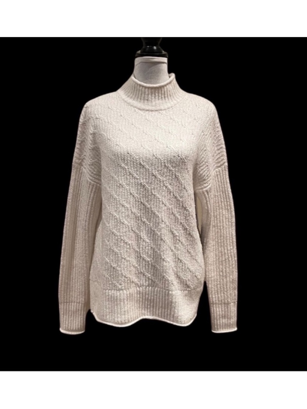 Rachel Roy NWT cable knit cream knit cotton long sleeve pullover sweater medium